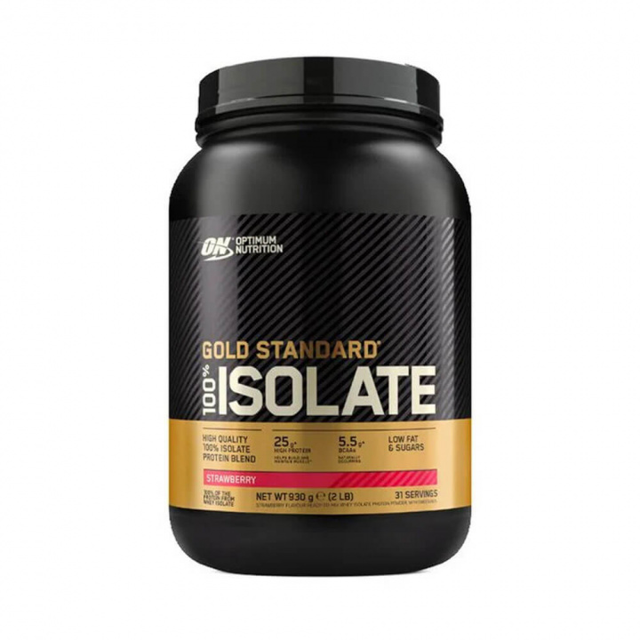 Optimum Nutrition Gold Standard 100% Isolate, 930 g (Strawberry) i gruppen Kosttilskud & Fødevarer / Proteinpulver / Isolatprotein hos Tillskottsbolaget (OPTIMUM6756-2)