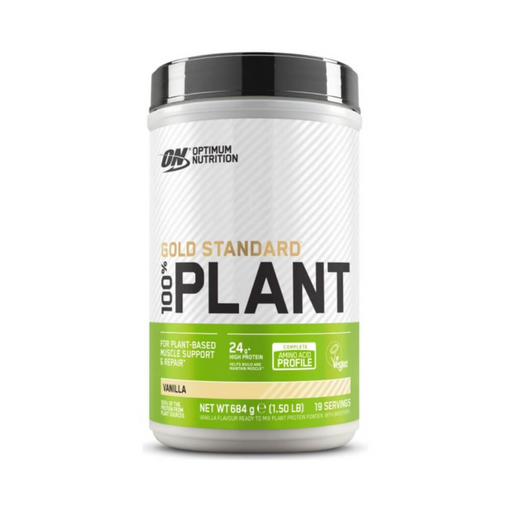 Optimum Nutrition 100% Plant Protein, 684 g (Vanilla) i gruppen Kosttilskud & Fødevarer / Proteinpulver / Laktosefri Protein hos Tillskottsbolaget (OPTIMUM6793-3)