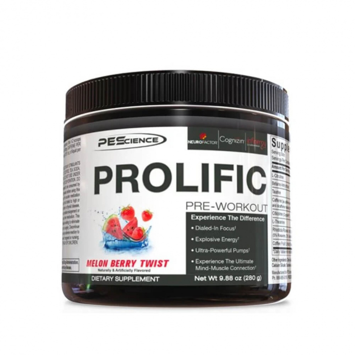 PES Prolific, 280 g (Melon Berry Twist) i gruppen Kosttilskud & Fødevarer / Præstationsforbedringer / Pre-Workout / PWO hos Tillskottsbolaget (PES7683-3)