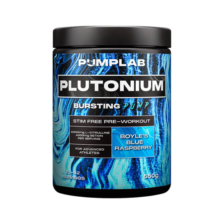 PumpLab PLUTONIUM - Stim Free PWO, 550 g (Blue Raspberry) i gruppen Kosttilskud & Fødevarer / Præstationsforbedringer / Pump hos Tillskottsbolaget (PUMPLAB56345-2)