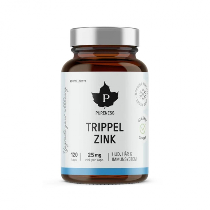 Pureness Trippel Zink, 120 caps i gruppen Kosttilskud & Fødevarer / Mineraler / Zink hos Tillskottsbolaget (PURENESS3859)