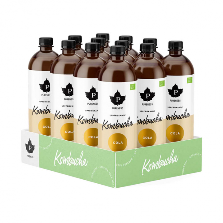 12 x Pureness Kombucha, 370 ml (Cola) i gruppen Kosttilskud & Fødevarer / Sundhedskost / Kombucha hos Tillskottsbolaget (PURENESS7582)