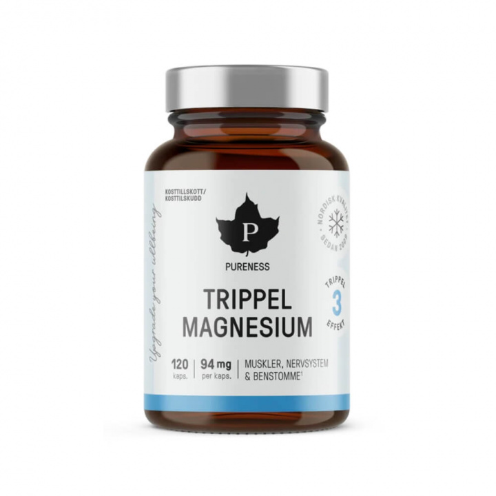 Pureness Trippel Magnesium, 120 caps i gruppen Kosttilskud & Fødevarer / Mineraler / Magnesium hos Tillskottsbolaget (PURENESS7583)