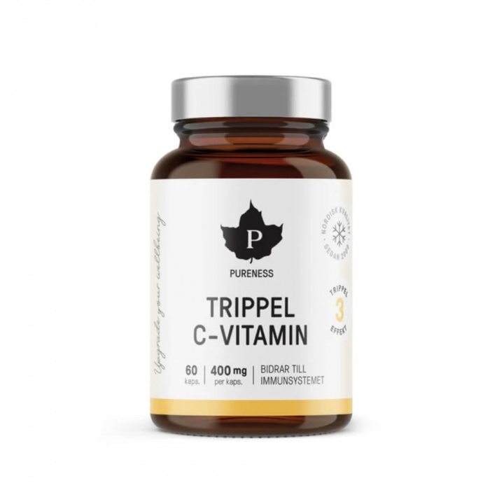 Pureness Trippel C-vitamin, 60 caps i gruppen Kosttilskud & Fødevarer / Sundhedskost / Antioxidanter hos Tillskottsbolaget (PURENESS8432)