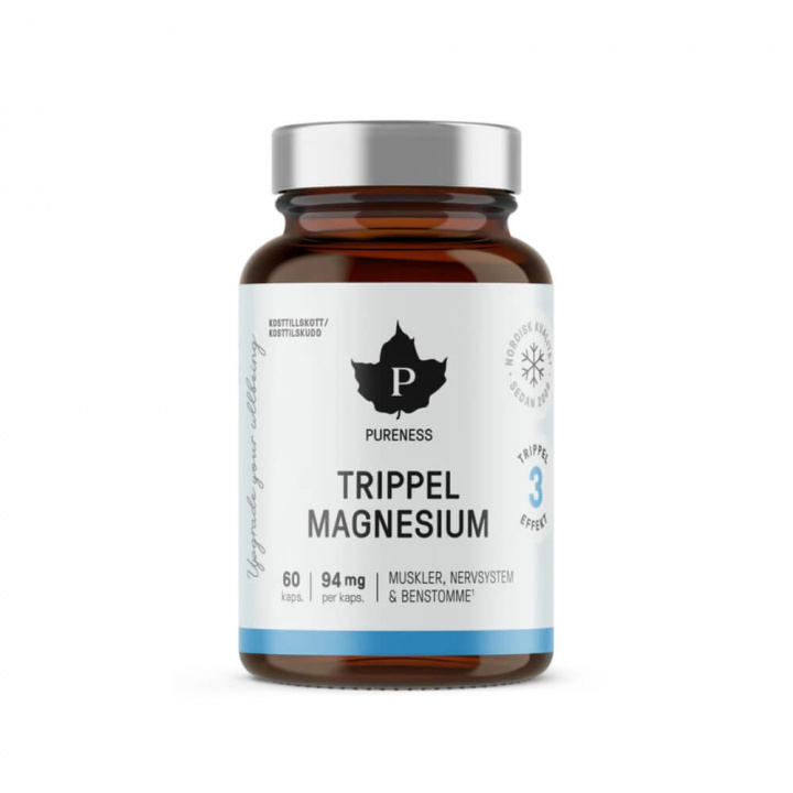 Pureness Trippel Magnesium, 60 caps i gruppen Kosttilskud & Fødevarer / Mineraler / Magnesium hos Tillskottsbolaget (PURENESS8534)