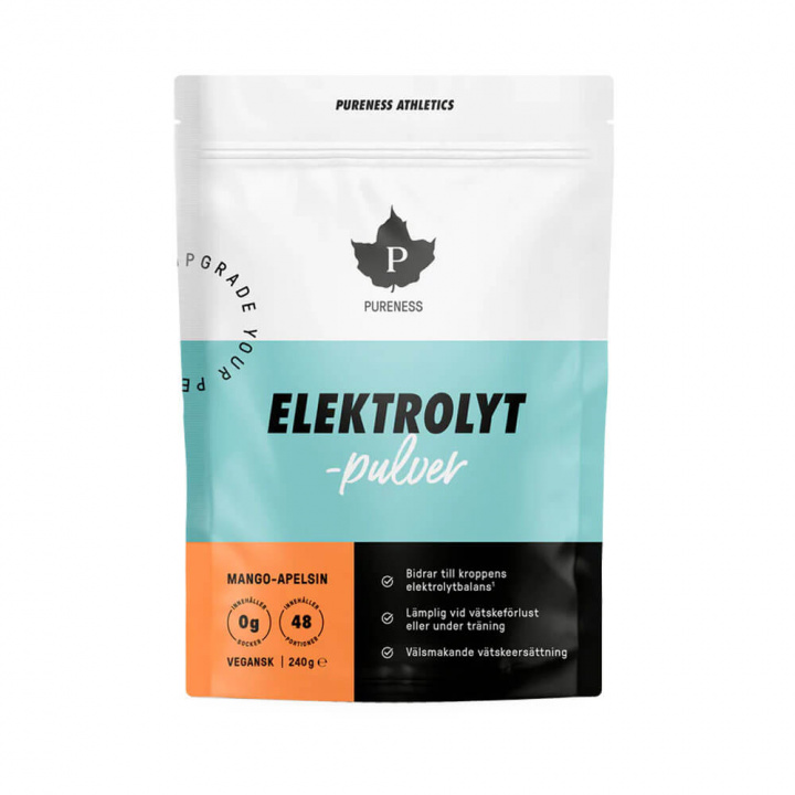 Pureness Elektrolytpulver, 240 g (Mango - Apelsin) i gruppen Kosttilskud & Fødevarer / Mineraler / Elektrolytter hos Tillskottsbolaget (PURENESS8694-1)