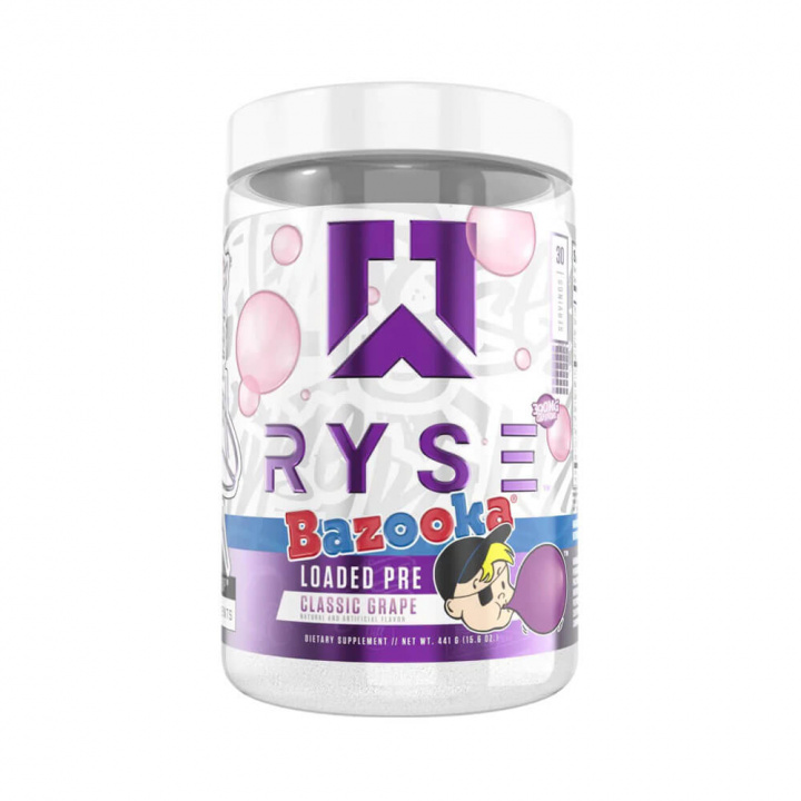 Ryse Supps Loaded Pre, 30 serv. (Bazooka Classic Grape) i gruppen Kosttilskud & Fødevarer / Præstationsforbedringer / Pre-Workout / PWO hos Tillskottsbolaget (RYSE8978-1)