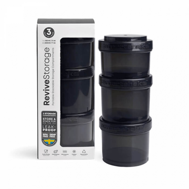 Smartshake Revive Storage - 3-pack (svart) i gruppen Træningstilbehør / Flasker & Shakers hos Tillskottsbolaget (SMARTSHAKE8432-1)