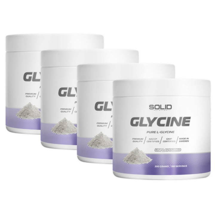 4 x SOLID Nutrition Glycine, 300 g i gruppen Kosttilskud & Fødevarer / Sundhedskost / Søvn hos Tillskottsbolaget (SOLID02475)