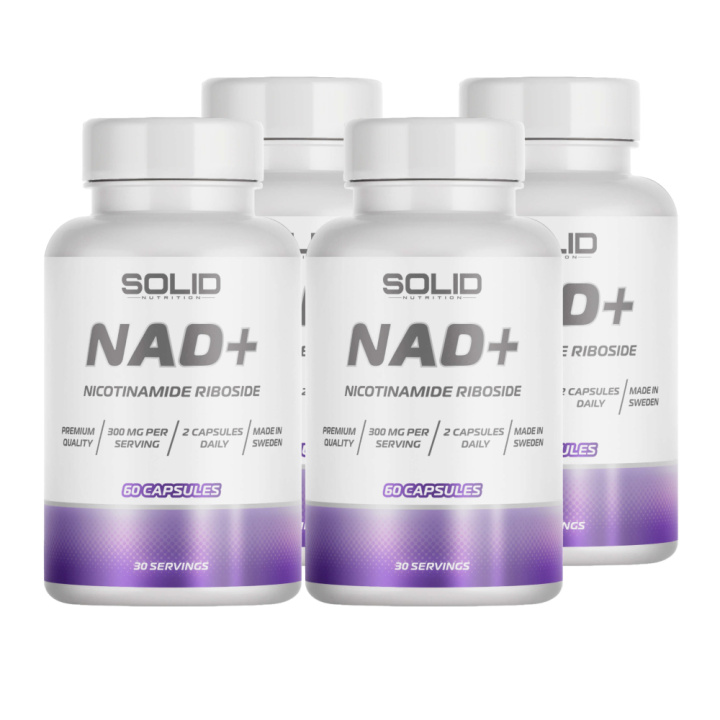 4 x SOLID Nutrition NAD+, 60 caps i gruppen Kosttilskud & Fødevarer / Sundhedskost hos Tillskottsbolaget (SOLID40284)