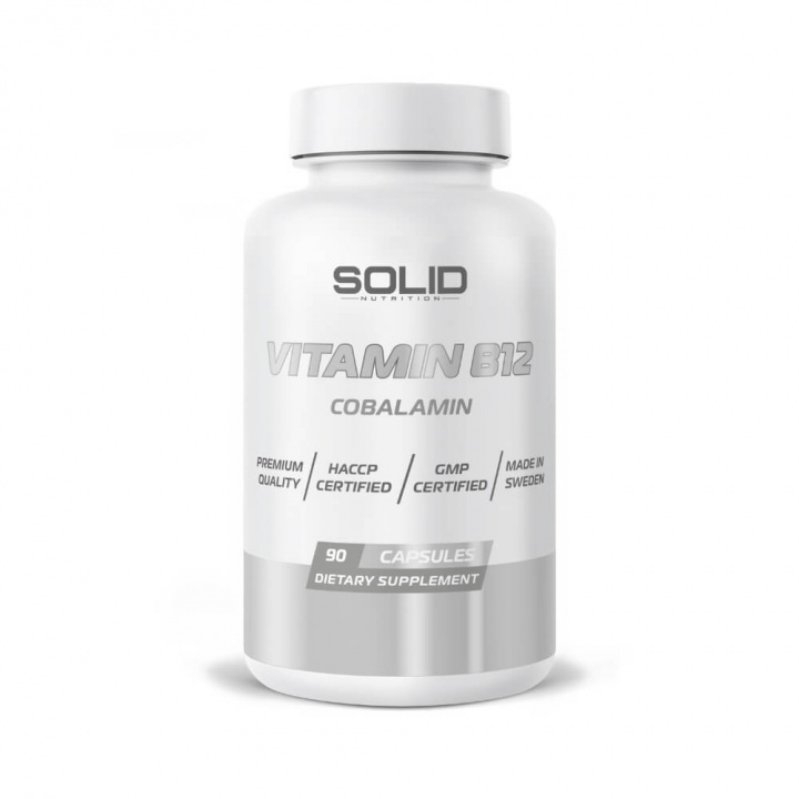 SOLID Nutrition Vitamin B12, 90 caps i gruppen Kosttilskud & Fødevarer / Vitaminer / B-vitamin hos Tillskottsbolaget (SOLID4153)