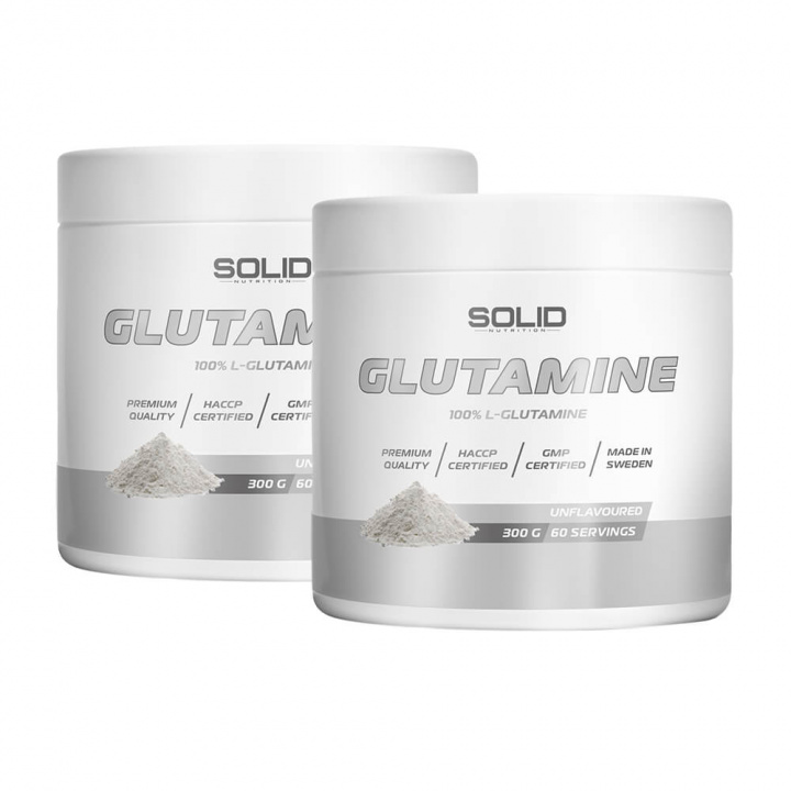 2 x SOLID Nutrition Glutamine, 300 g i gruppen Kosttilskud & Fødevarer / Aminosyrer / Glutamin hos Tillskottsbolaget (SOLID44222)