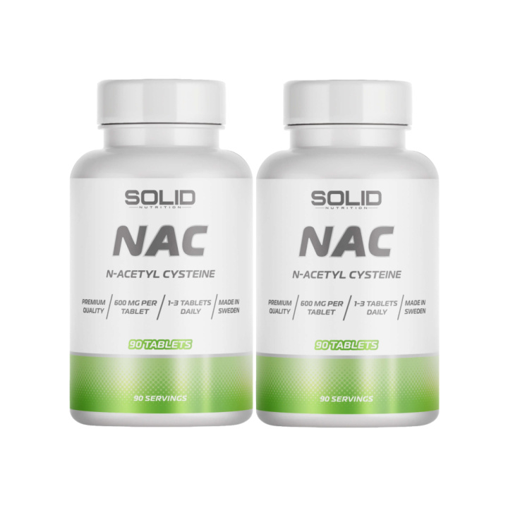 2 x SOLID Nutrition NAC, 90 tabs i gruppen Kosttilskud & Fødevarer / Aminosyrer / NAC hos Tillskottsbolaget (SOLID4432)