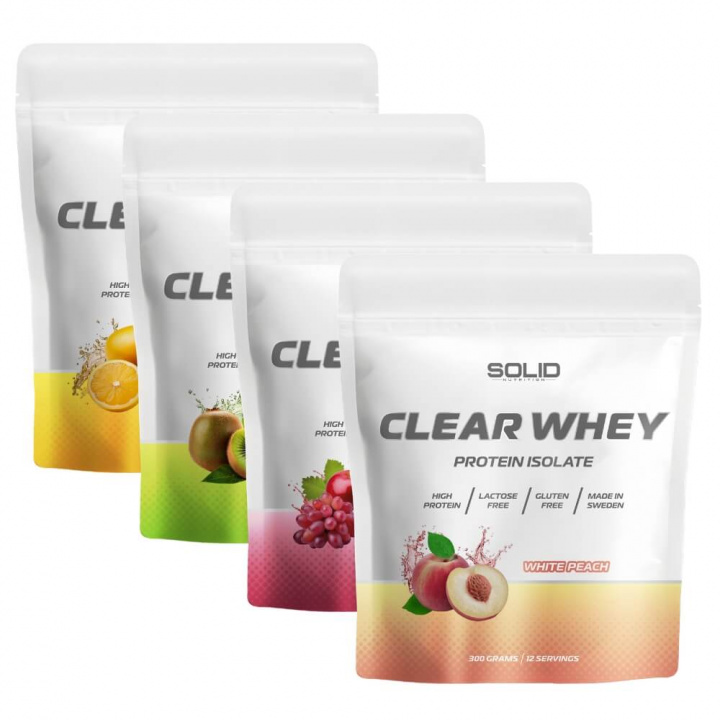 4 x SOLID Nutrition Clear Whey, 300 g i gruppen Kosttilskud & Fødevarer / Proteinpulver / Clear Whey hos Tillskottsbolaget (SOLID5456733)