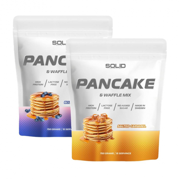 2 x SOLID Nutrition Pancake & Waffle Mix, 750 g i gruppen Kosttilskud & Fødevarer / Fødevarer / Proteinpandekager hos Tillskottsbolaget (SOLID556354)