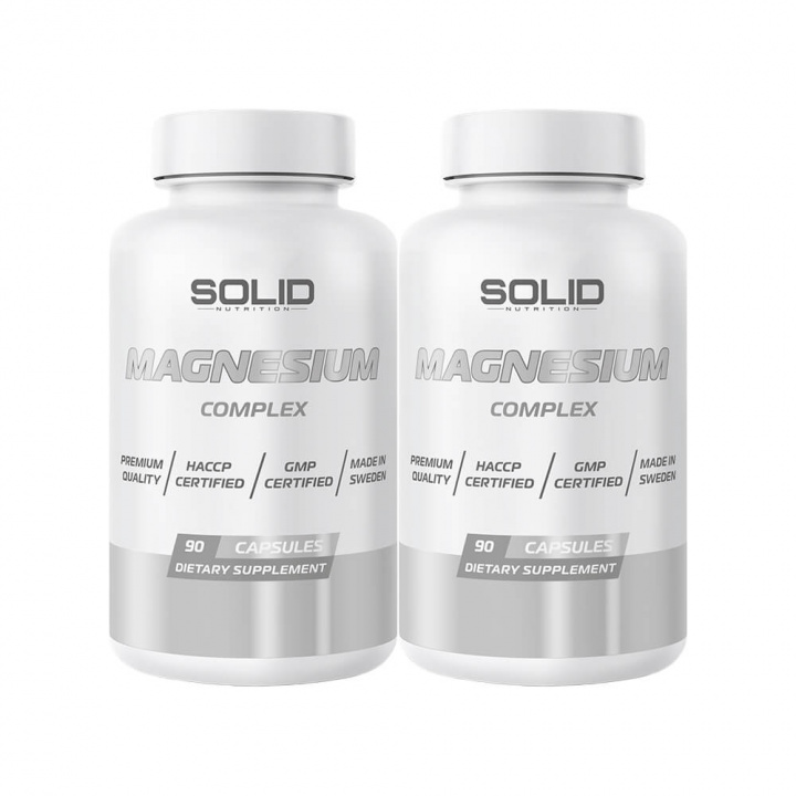 2 x SOLID Nutrition Magnesium Complex, 90 caps i gruppen Kosttilskud & Fødevarer / Mineraler / Magnesium hos Tillskottsbolaget (SOLID5667)
