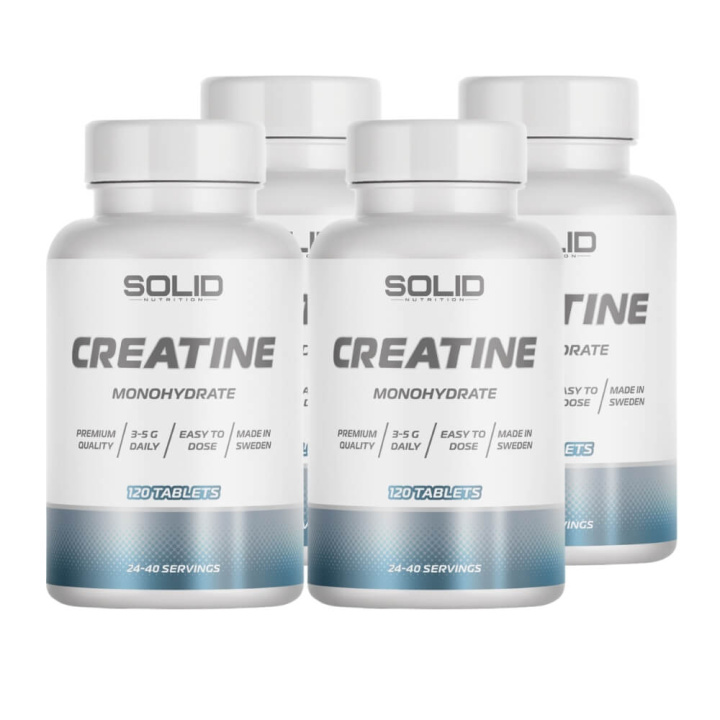 4 x SOLID Nutrition Creatine, 120 tabs i gruppen Kosttilskud & Fødevarer / Kreatin / Kreatinmonohydrat hos Tillskottsbolaget (SOLID56732)