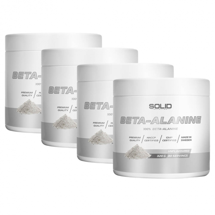 4 x SOLID Nutrition Beta-Alanine, 320 g i gruppen Kosttilskud & Fødevarer / Aminosyrer / Beta-Alanin hos Tillskottsbolaget (SOLID622)