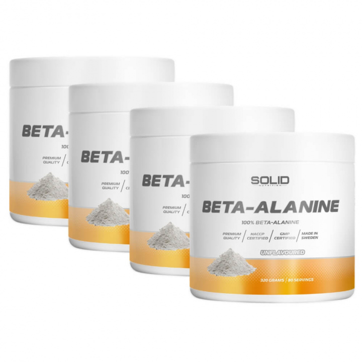 4 x SOLID Nutrition Beta-Alanine, 320 g i gruppen Kosttilskud & Fødevarer / Aminosyrer / Beta-Alanin hos Tillskottsbolaget (SOLID622)