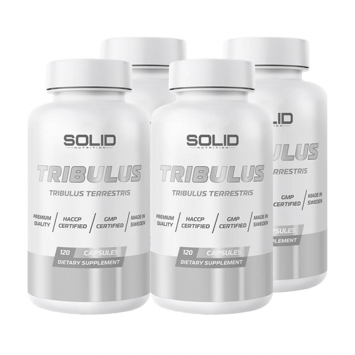 4 x SOLID Nutrition Tribulus, 150 mega caps i gruppen Kosttilskud & Fødevarer / Muskelforøgelse / Tribulus hos Tillskottsbolaget (SOLID65332)