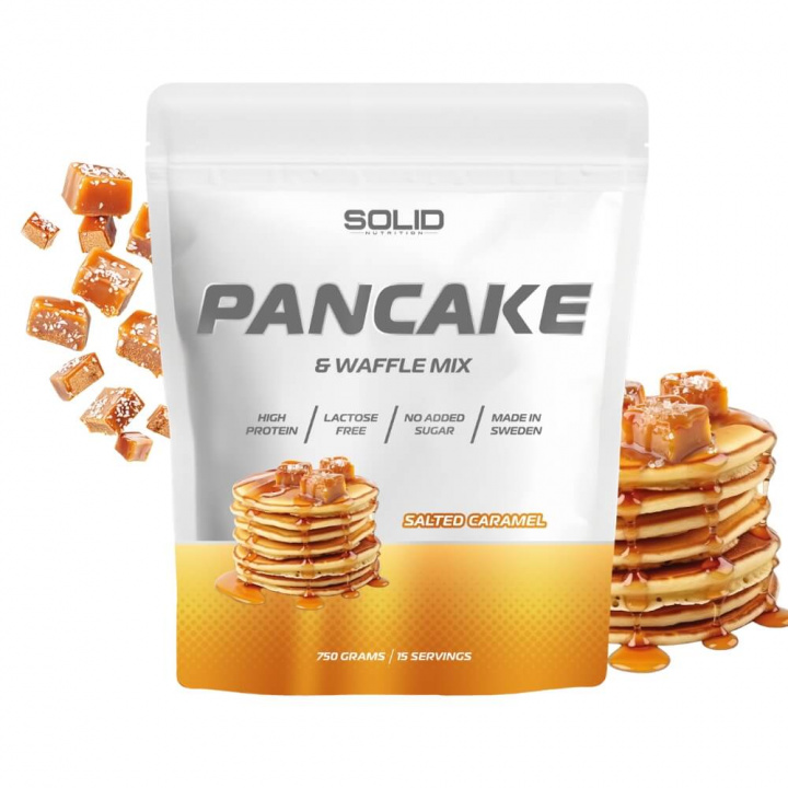 SOLID Nutrition Pancake & Waffle Mix, 750 g (Salted Caramel) i gruppen Kosttilskud & Fødevarer / Fødevarer / Proteinpandekager hos Tillskottsbolaget (SOLID65674-4)