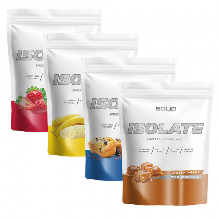 4 x SOLID Nutrition Isolate, 750 g i gruppen Kosttilskud & Fødevarer / Proteinpulver / Isolatprotein hos Tillskottsbolaget (SOLID6571)