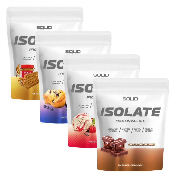 4 x SOLID Nutrition Isolate, 750 g i gruppen Kosttilskud & Fødevarer / Proteinpulver / Isolatprotein hos Tillskottsbolaget (SOLID6571)