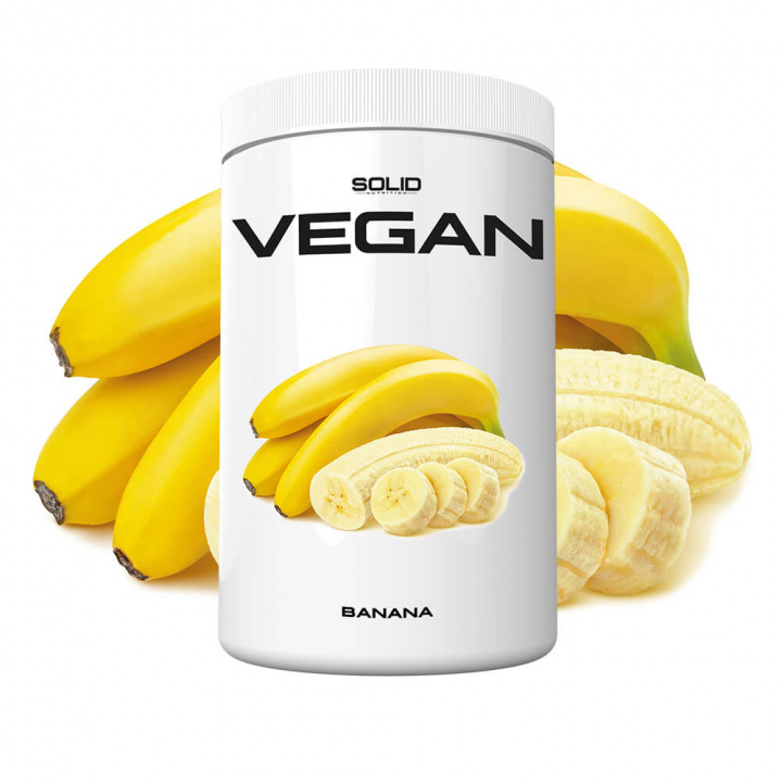 SOLID Nutrition Vegan, 750 g (Banana) i gruppen Kosttilskud & Fødevarer / Proteinpulver / Isolatprotein hos Tillskottsbolaget (SOLID657433-13)