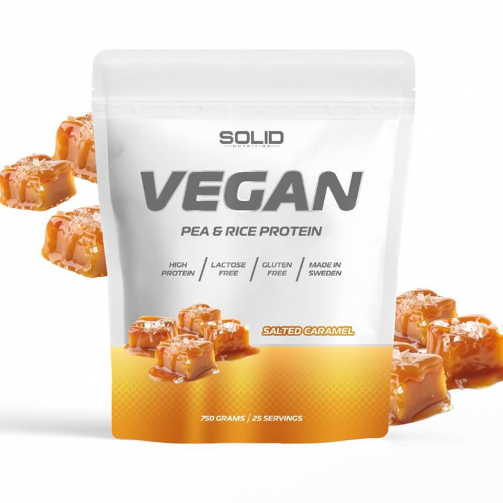 SOLID Nutrition Vegan, 750 g (Salted Caramel) i gruppen Kosttilskud & Fødevarer / Proteinpulver / Isolatprotein hos Tillskottsbolaget (SOLID657433-2)