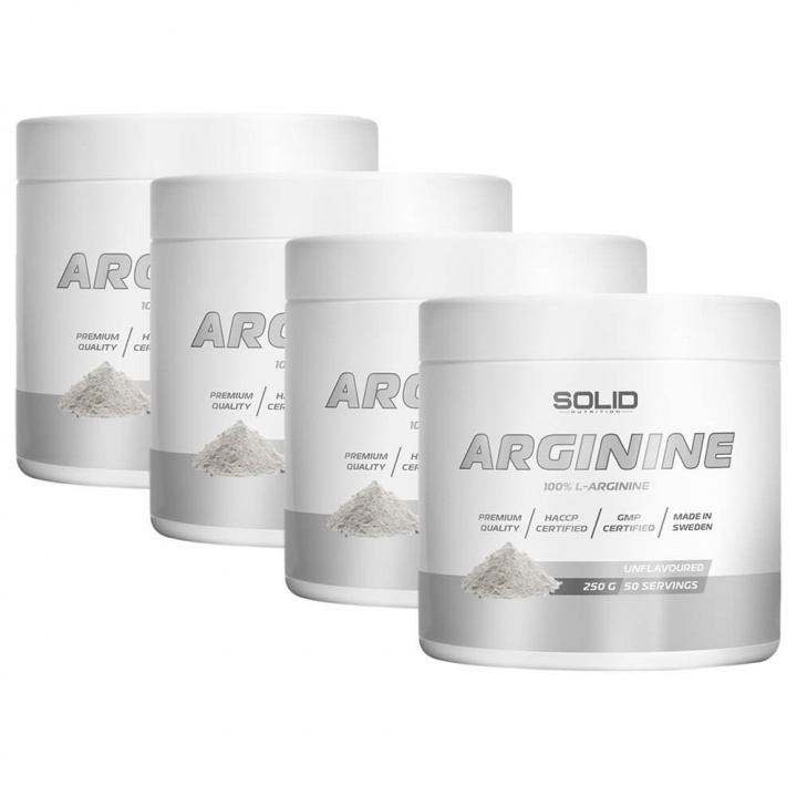 4 x SOLID Nutrition Arginine, 250 g i gruppen Kosttilskud & Fødevarer / Aminosyrer / Arginin hos Tillskottsbolaget (SOLID65743)