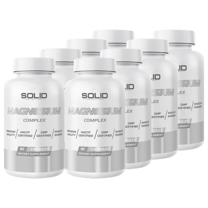 8 x SOLID Nutrition Magnesium Complex, 90 caps i gruppen Kosttilskud & Fødevarer / Mineraler / Magnesium hos Tillskottsbolaget (SOLID673211)
