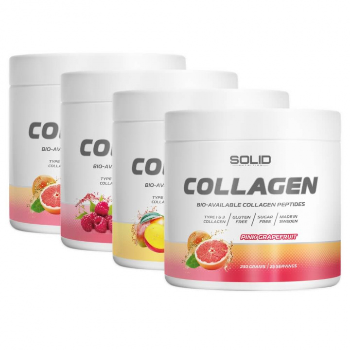 4 x SOLID Nutrition Collagen, 230 g i gruppen Kosttilskud & Fødevarer / Ledesundhed / Kollagen hos Tillskottsbolaget (SOLID6732)