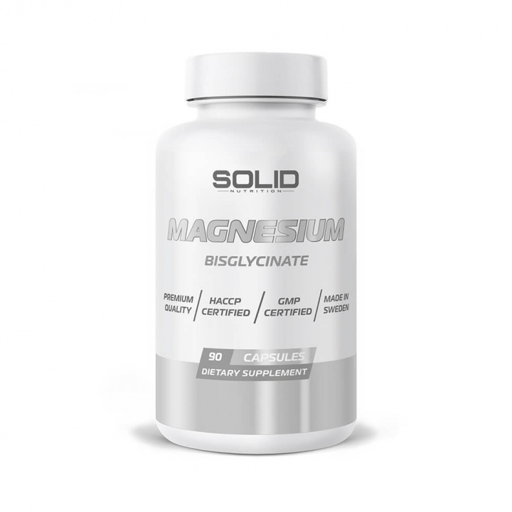 SOLID Nutrition Magnesium Bisglycinate, 90 caps i gruppen Kosttilskud & Fødevarer / Mineraler / Magnesium hos Tillskottsbolaget (SOLID674345)