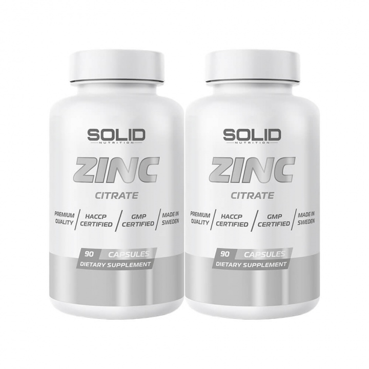 2 x SOLID Nutrition Zinc, 90 caps i gruppen Kosttilskud & Fødevarer / Mineraler / Zink hos Tillskottsbolaget (SOLID6783)