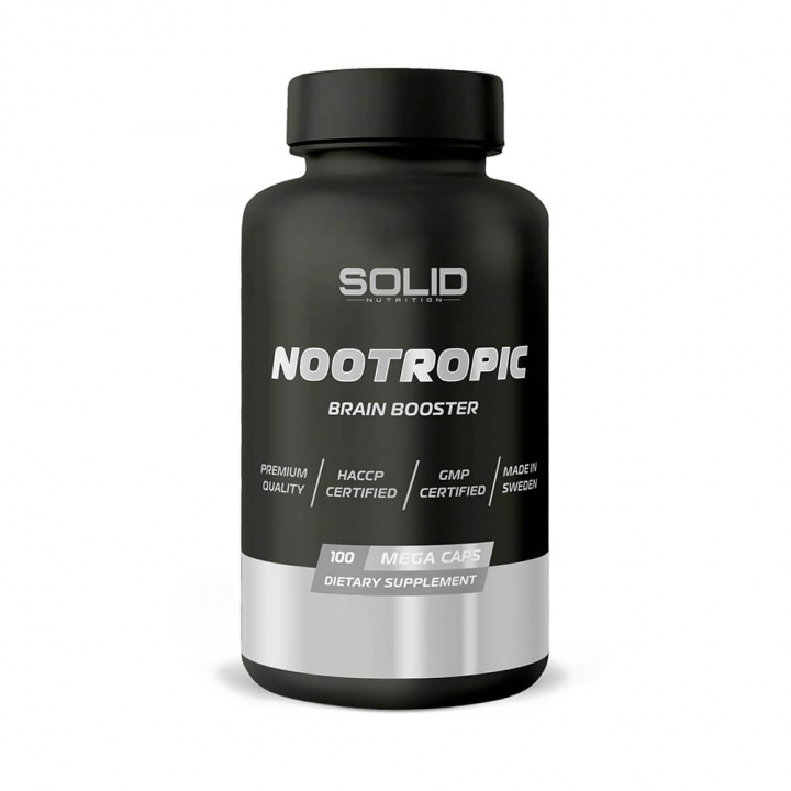 SOLID Nutrition BLACK LINE Nootropic, 100 mega caps i gruppen Kosttilskud & Fødevarer / Præstationsforbedringer / Brainboosters hos Tillskottsbolaget (SOLID67894)