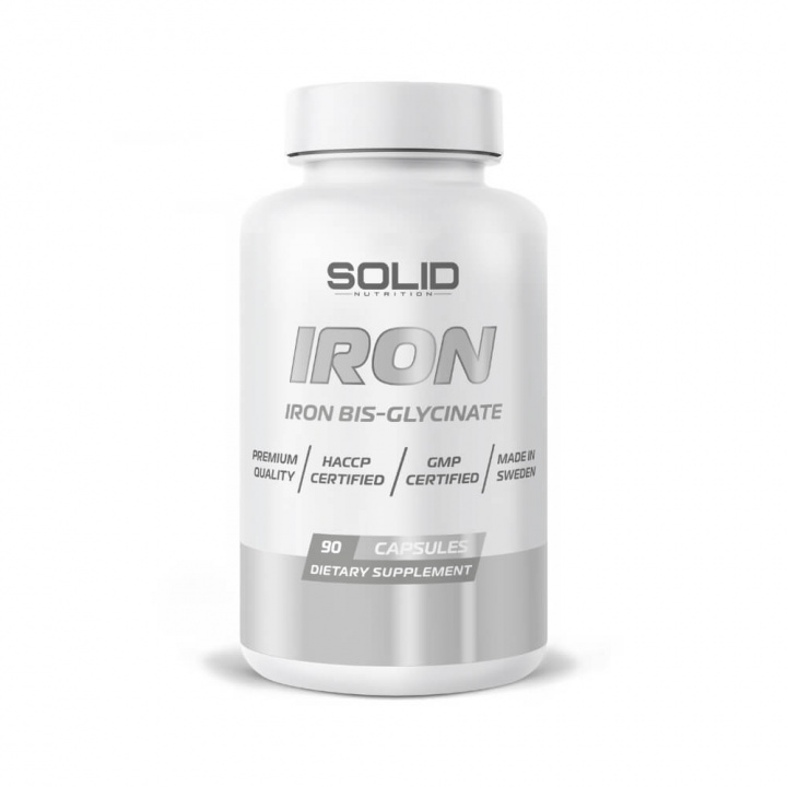 SOLID Nutrition Iron, 90 caps i gruppen Kosttilskud & Fødevarer / Mineraler / Jern hos Tillskottsbolaget (SOLID6985)