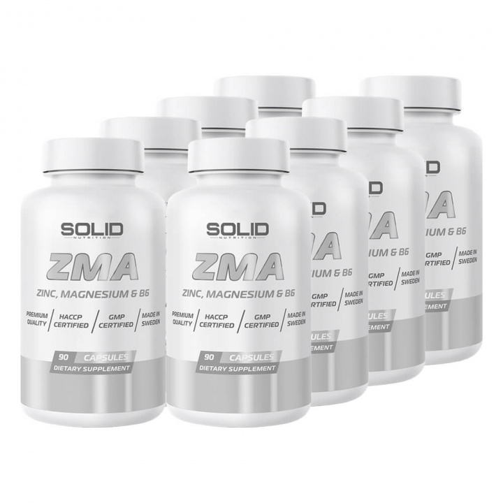 8 x SOLID Nutrition ZMA, 90 caps i gruppen Kosttilskud & Fødevarer / Sundhedskost / Søvn hos Tillskottsbolaget (SOLID743)