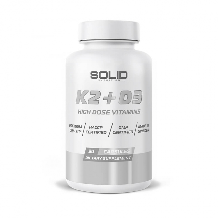 SOLID Nutrition Vitamin K2+D3, 90 caps i gruppen Kosttilskud & Fødevarer / Vitaminer / Vitamin K2 + D3 hos Tillskottsbolaget (SOLID75783)