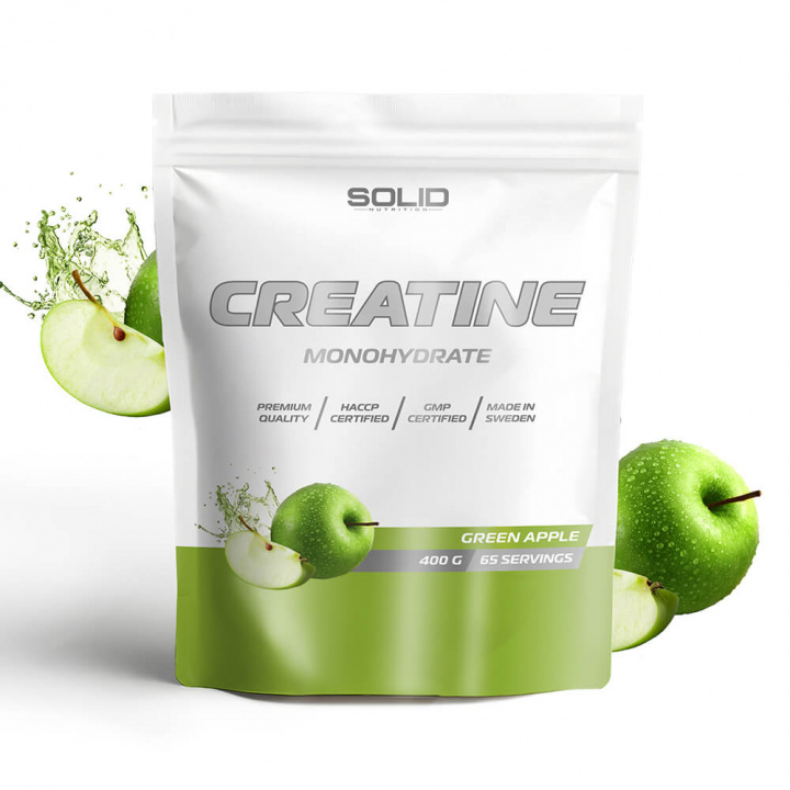 SOLID Nutrition Creatine Monohydrate, 400 g (Green Apple) i gruppen Kosttilskud & Fødevarer / Kreatin / Kreatinmonohydrat hos Tillskottsbolaget (SOLID758433-4)