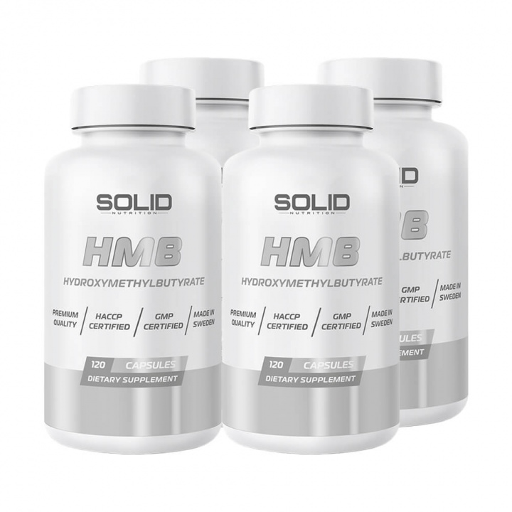 4 x SOLID Nutrition HMB, 120 caps i gruppen Kosttilskud & Fødevarer / Aminosyrer / HMB hos Tillskottsbolaget (SOLID7621)