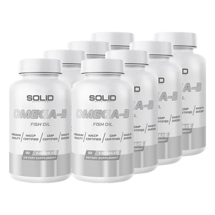 8 x SOLID Nutrition Omega-3, 90 caps i gruppen Kosttilskud & Fødevarer / Omega-3 & Fedtsyrer / Omega-3 hos Tillskottsbolaget (SOLID7622)