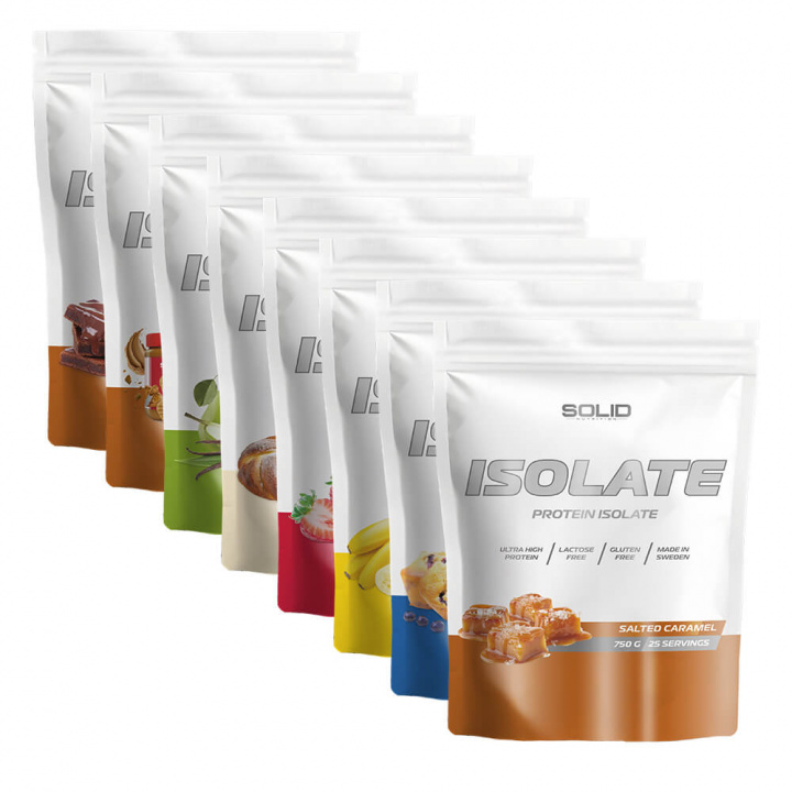 8 x SOLID Nutrition Isolate, 750 g i gruppen Kosttilskud & Fødevarer / Proteinpulver / Isolatprotein hos Tillskottsbolaget (SOLID76809)