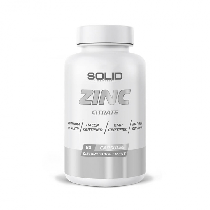 SOLID Nutrition Zinc, 90 caps i gruppen Kosttilskud & Fødevarer / Mineraler / Zink hos Tillskottsbolaget (SOLID7685)