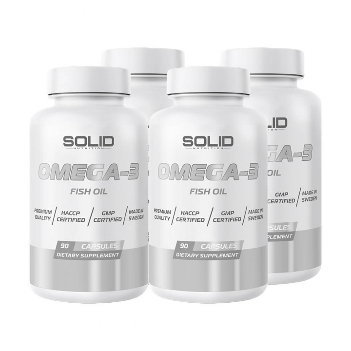 4 x SOLID Nutrition Omega-3, 90 caps i gruppen Kosttilskud & Fødevarer / Omega-3 & Fedtsyrer / Omega-3 hos Tillskottsbolaget (SOLID768)