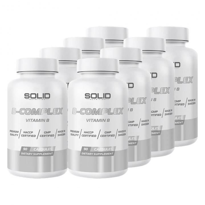 8 x SOLID Nutrition B-Complex, 90 caps i gruppen Kosttilskud & Fødevarer / Vitaminer / B-vitamin hos Tillskottsbolaget (SOLID7699)