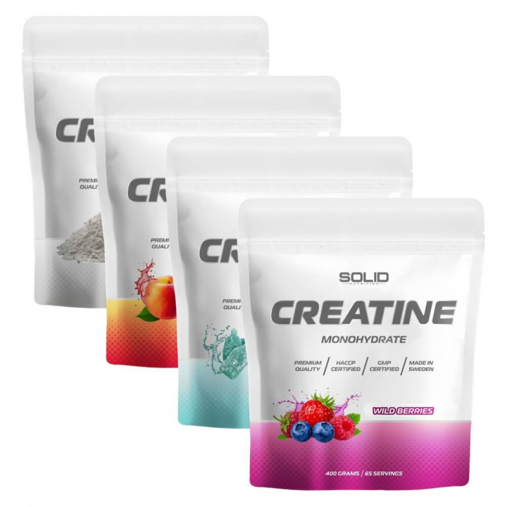 4 x SOLID Nutrition Creatine Monohydrate, 400 g i gruppen Kosttilskud & Fødevarer / Kreatin / Kreatinmonohydrat hos Tillskottsbolaget (SOLID78412)