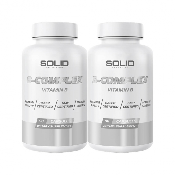 2 x SOLID Nutrition B-Complex, 90 caps i gruppen Kosttilskud & Fødevarer / Vitaminer / B-vitamin hos Tillskottsbolaget (SOLID788)