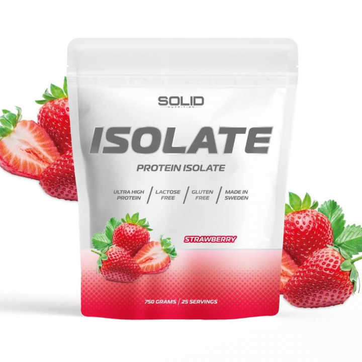 SOLID Nutrition Isolate, 750 g (Strawberry) i gruppen Kosttilskud & Fødevarer / Proteinpulver / Isolatprotein hos Tillskottsbolaget (SOLID85001-10)