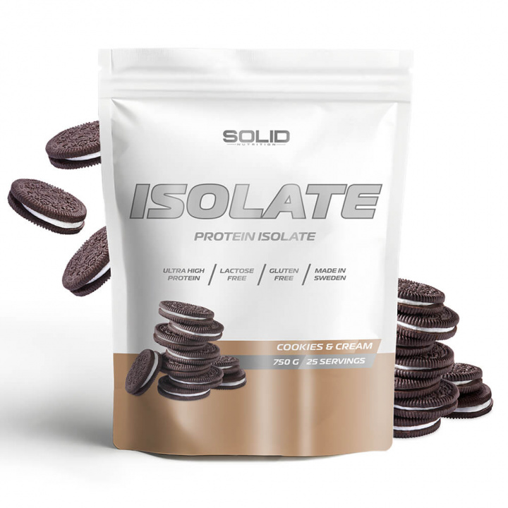 SOLID Nutrition Isolate, 750 g (Cookies & Cream) i gruppen Kosttilskud & Fødevarer / Proteinpulver / Isolatprotein hos Tillskottsbolaget (SOLID85001-3)