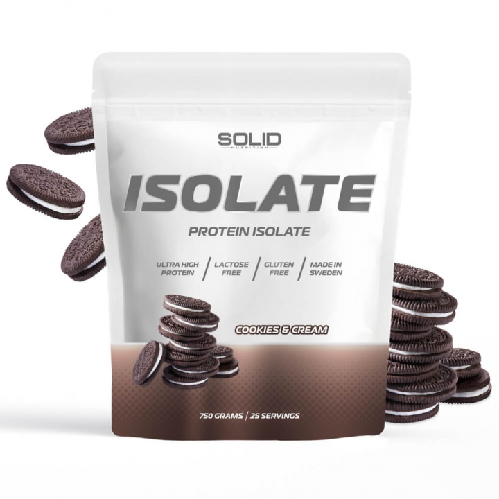 SOLID Nutrition Isolate, 750 g (Cookies & Cream) i gruppen Kosttilskud & Fødevarer / Proteinpulver / Isolatprotein hos Tillskottsbolaget (SOLID85001-3)